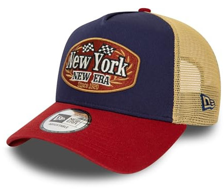 New Era Truckercap verstellbar Snapback Kappe Basecap Patch Motorsport blau rot beige - One-Size