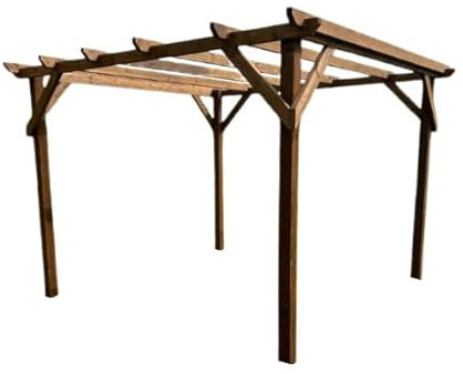 BLU Coast Solid Wood Eco Pergola, Large Freestanding Garden Gazebo, Heavy Duty Outdoor Wooden Structure, Large Handmade Pergola Kit 2m x 3m - Unstained