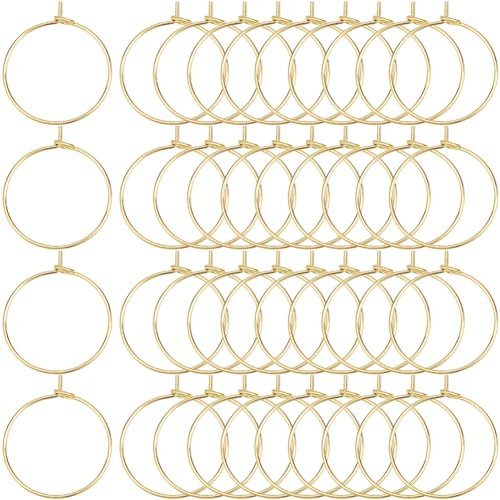SOFPLATE 1 caja de 200 aros de Oro para Pendientes Aros Pequeños para Copas de Vino Aros Abiertos Hipoalergénicos de Latón A Granel Anillos Redondos de Vino para Hacer Joyas Suministros para Fiestas B