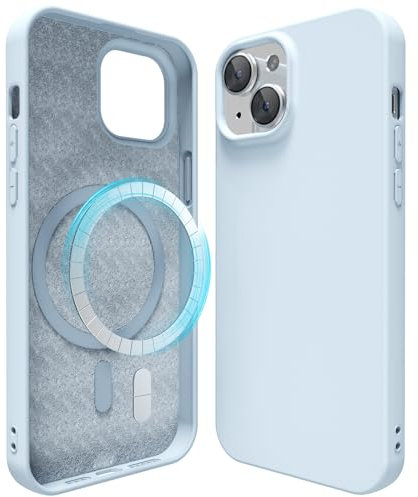 oakxco Silicone Case for iPhone 14/ iPhone 13 Compatible with Magsafe Magnetic Wireless Charging, Slim Thin Soft Rubber Gel with Magnet, Matte TPU Mag Cover for Women Men, Light Blue