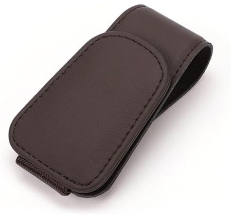 XIUKANGNB Leder Auto Brillenhalter für VW Polo MK6 AW GTI 2018-2023, Sonnenbrille Halter Sonnenblenden Brillen Visierhalterung Organizer Innenraum Zubehör,I/Brown