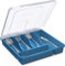 LIMIOFAQ Silverware Organizer with Lid, Covered Utensil Tray for Kitchen Drawer and Countertop, Plastic Cutlery and Flatware Storage Box for Spoons Forks Knives Holder Case, 5 Compartments,Blue