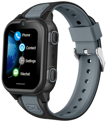 Winnes Reloj Inteligente 4G para niños, posicionamiento GPS, videollamada bidireccional, SOS, Modo Escolar, Resistente al Agua IPX, cámara, Despertador, Regalo para niñas y niños (Black)