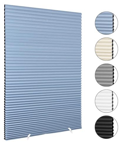 Maritown Temporary Blinds Honeycomb Cellular Stick on Light Filtering No Drill Cut to Size Self Adhesive Pleated Paper Blinds for Bedroom Kitchen Bathroom Windows Doors