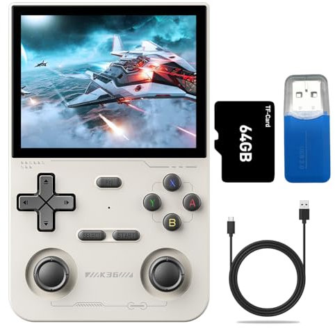 JUCHRZEY K36 Consola de Videojuegos portátil Retro Joystick Dual Pantalla IPS de 3,5 Pulgadas Consola de Videojuegos 40+ emuladores 16000+ Videojuegos Batería de 3500 MAh para emulador PSP/M