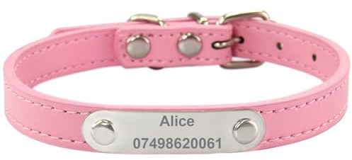 Suiecuor Collar para perros de piel personalizado con placa personalizada en acero inoxidable, collares para perros de tamaño pequeño, mediano y grande