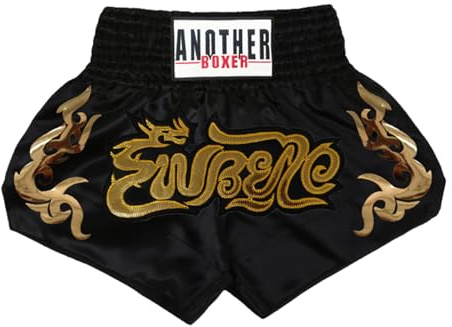 Aislor Pantaloncini Muay Thai Unisex Bambini Pantaloncini da Combattimento Kick Boxing Shorts Pantaloni Corti per MMA rappling Arti Marziali Competizione Nero 13-14 Anni