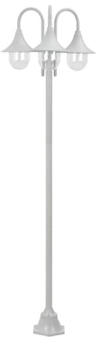 Toshilian Lampe sur Pied Extérieur, Lampadaire de Jardin Éclairage Extérieur Lampadaire de jardin E27 220 cm Aluminium 3 lanternes Blanc