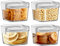 Set di 4 Contenitori Ermetici per Alimenti, Barattoli Ermetici con Coperchio, Contenitori da Cucina in Plastica Denza BPA per Organizzare e Conservare Cereali, Spezie, Zucchero e Caffè (460 ml)