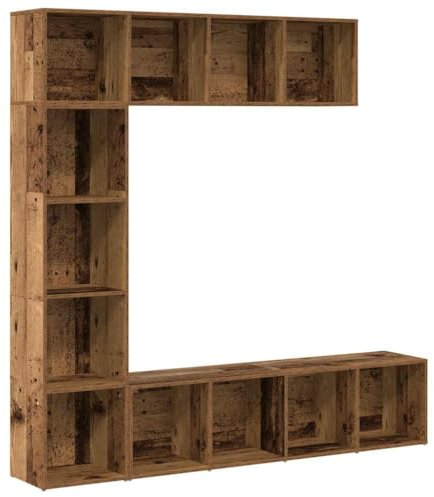 vidaXL Bibliothèques 3 pcs Vieux Bois Bois d'ingénierie, bibliothèque, étagère de Rangement, Armoire de Bureau, étagère à Livres, Armoire de Rangement