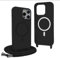 Magnetic Cover for iPhone 12 Pro with Lanyard, Compatible with MagSafe, Silicone Case with Adjustable Neck Strap Nylon Chain Necklace – Black