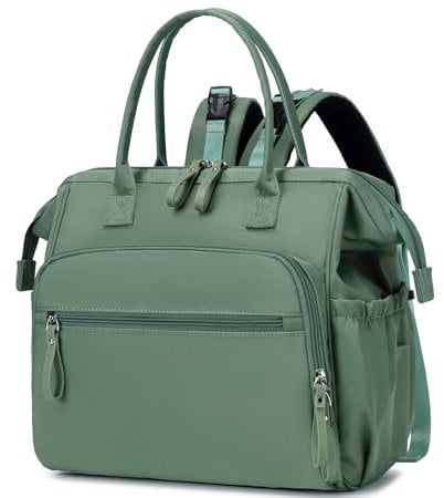 LORADI, Borsa tote portapannolini convertibile, con ampia apertura nella parte superiore,14 tasche e supporto per passeggino, impermeabile (verde)