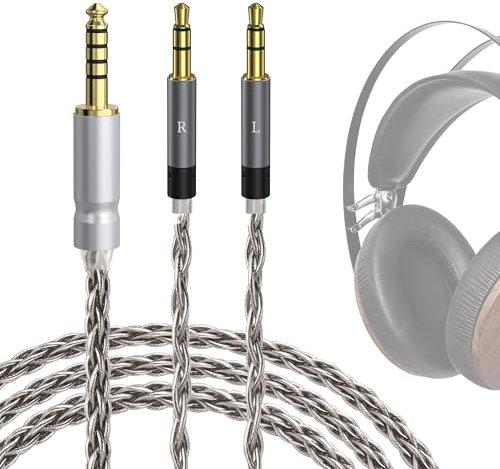 GEEKRIA Apollo - Cavo audio in rame placcato argento, compatibile con Meze Audio 99 Classics Series, 109 PRO, LIRIC 2, LIRIC, 4,4 mm su Dual 3,5 mm, 1,5 m, colore: Argento