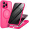 BERFY Magnetic for iPhone 14 Pro Max Case,Compatible with MagSafe,Built-in Privacy Screen Protector and Upgraded Camera Protection,Anti-Spy Full Body Shockproof Phone Case for 14 Pro Max 6.7,Hot Pink