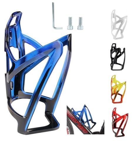 Garegce Bike Water Bottle Cage, 1PCS Mountain Bicycle Water Bottle Holder with Screws,Universal Durable Non-Slip Cycling Drink Bottles Holder for Road Bike Kids Bikes Accessories-Blue Black