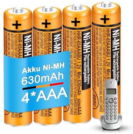 HHR-65AAABU 4 Stück NI-MH Batterien 630mAh 1,2 V AAA Akkus für Panasonic Schnurlose Telefone Wiederaufladbare Batterien für Telefon Gigaset