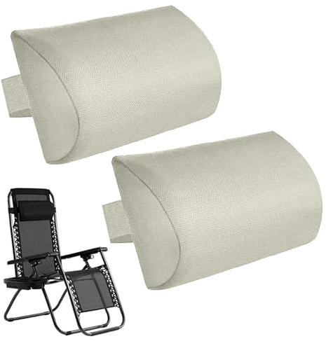 Hearda Paquete de 2 Reposacabezas Silla Exterior para Tumbona, Cojines del Reposacabezas Impermeable para Silla de Solar con Elásticas Ajustables para Jardín Playa (36 * 17 * 6cm,Gris Plateado)