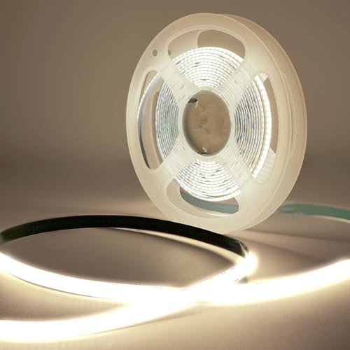 TK99SW COB LED Streifen 3 m, Weiß 4000K 320LEDs/M Dimmbar 24V Flexibel LED Strip lights Set mit RF Fernbedienung und Netzteil, für Home DIY Dekoration
