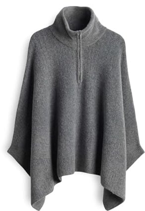 someday Damen Poncho/Cape | BRIALA CAPE mit Wollanteil ashy grey melange, 0