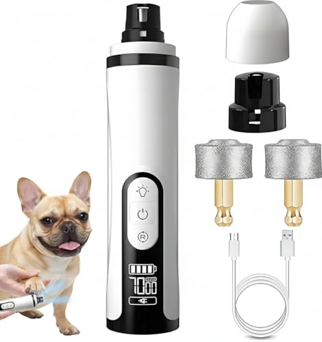 Heusom Silent Groom Pro Nail Grinder – Quiet Dog Nail Grinder with 3-Speed Adjustment, Built-In LED Light, USB Rechargeable Design, and Replaceable Grinding Heads, Suitable for Both Dogs and Cats