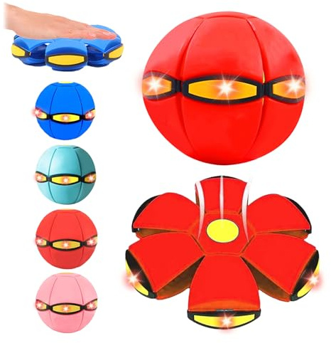 Kenmohuo Magic Bouncing Ball, Bouncy Balls, Magical Flying Saucer with 6 LED Light, Family and Pet Interactive Toys, Safe & Durable Dual Form Freely Switchable for Indoor & Outdoor Use