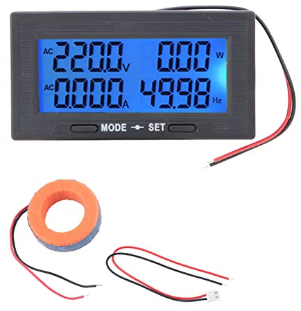 Jeanoko Digitales LCD-Display, Wechselspannungs-Stromprüfgerät, 0–500 V, Multifunktionaler Energieanalysator für Elektriker, Ingenieure, Techniker, 79 X 43 X 27 Mm (AC200A Split-Typ)