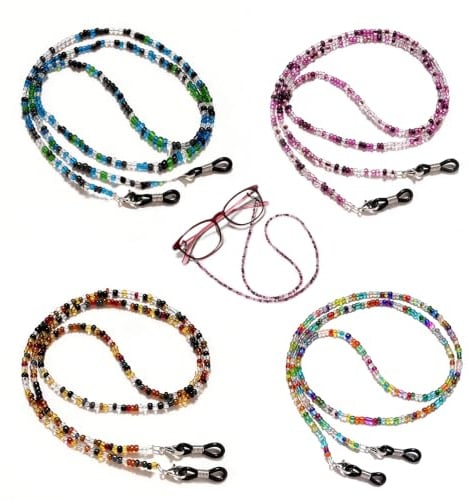 Qufiiry Glasses Strap, Glasses Cord, Glasses Chain, Non-Slip Spectacles Cord Retainer Lanyard, Women's Glasses Chains & Lanyards, Eyeglasses Strap Unisex Safety Glasses String (4, Multicolor-B)