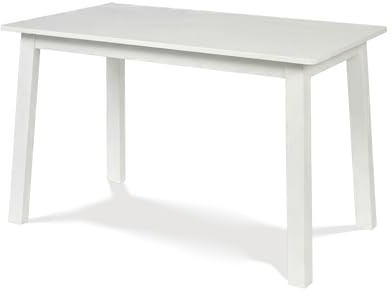 KHG Esstisch Küchentisch Holztisch 122 x 74 x 75 cm, für Wohnraum | Eiche Holz Massiv bis 100 kg belastbar, 4-6 Personen Massivholz Schreibtisch Landhausstil weiß lackiert, für Zuhause
