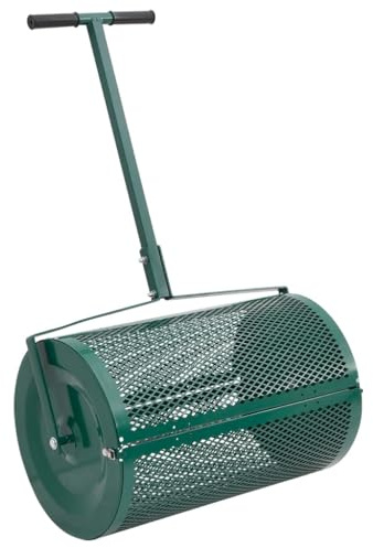 Ordellia Kompost-Streuer 75L aus Stahl, grün, Ø40x60 cm, für Kompostierung und Gartenpflege, gleichmäßige Verteilung von Erde, Humus, Mulch, Laub, Rasen und Beet
