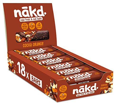 Nakd Cocoa Orange Natural Fruit & Nut Bars - Vegan - Healthy Snack - Gluten Free - 35g x 18 bars
