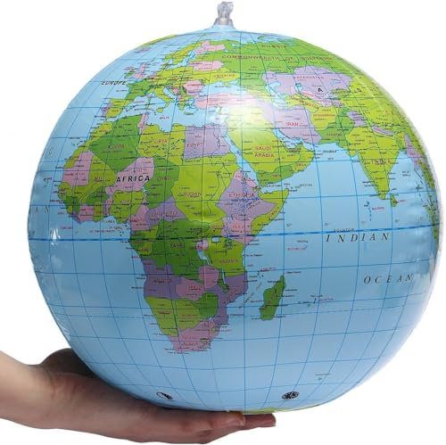 SHATCHI Aufblasbare Weltkugel Erdkarte Geographie Lehrer Hilfe Ball Spielzeug Geschenk 40 cm, blau