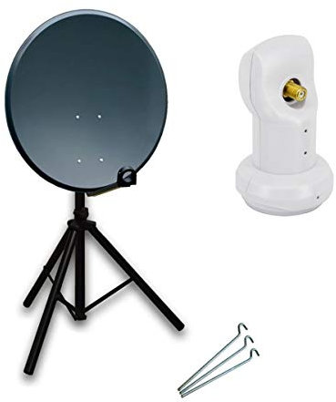 Premium X Camping Satelliten-Komplettanlage 60cm Satellitenschüssel Aluminium SAT Single LNB Dreibein-Stativ