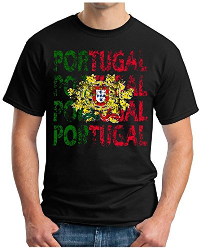 OM3® - PORTUGAL – T-shirt Lisboa Coupe du Monde de football Maillot de supporters de sport Taille S à 5XL, Noir , L