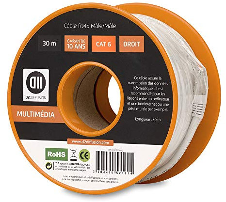 D2 Diffusion D2RJ45D3000 Bobine de Câble RJ45 Droit M CAT6