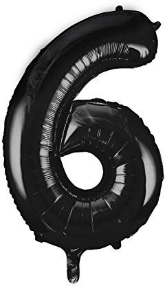 Black Number 6 Shaped Large Foil Balloon (86cm) 1 Piece - Perfect for Birthday Parties and Special Events