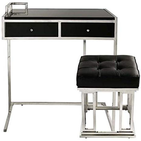Casa Padrino Luxus Schreibtisch mit Hocker - Luxus Edition