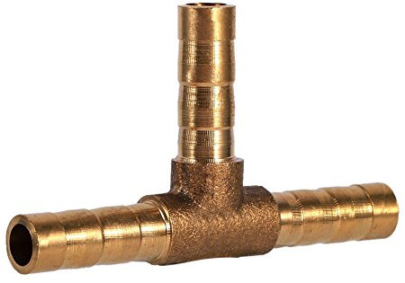 Benzinschlauch T Stück, Messing T Stück 3 Wege Kraftstoffschlauch Verbindungsstück Schlauchverbinder T Stück für Luft, Wasser, Gas, Öl, Kraftstoff(6mm)