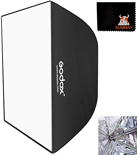 GODOX Softbox 60cm x 90cm Rechteckige Schirm Softbox Universal Halterung Tragbarer Softboxen Reflektor für Mini Studioblitz Speedlite Video Porträt (SB-Umbrella 6090)