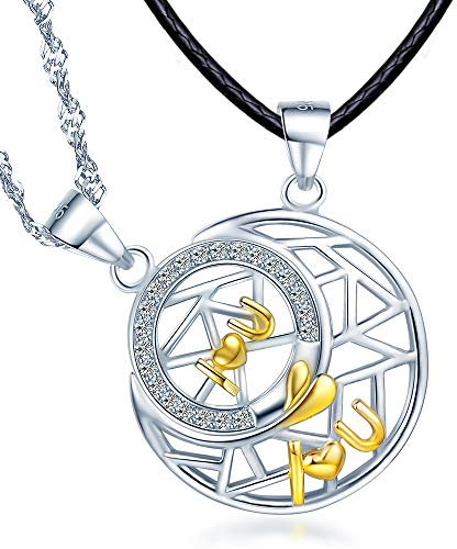 Unendlich U“I U Liebe Motiv Partner-Ketten 925 Sterling Silber Anhänger Herren/Damen/Paar Halskette Geschenk für Liebste