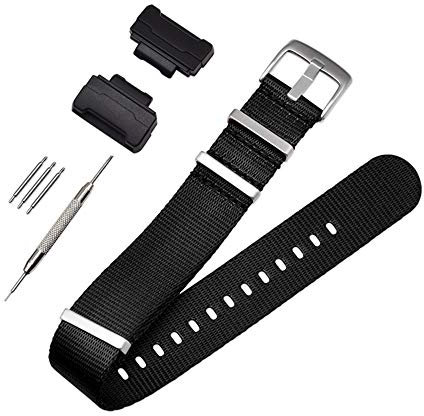 Shieranlee NATO Nylon Strap Watchband for Casio G-Shock GA-110 120 GA-400 GD-100 DW-5600 GLS-8900 Canvas Men Bracelet Band Black Adapters