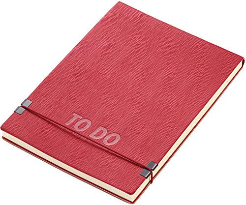 Troika Notizblock DIN A5 mit TO DO Prägung auf dem Cover, elastische Kordel als Verschluss, aus Kunstleder, matt rot