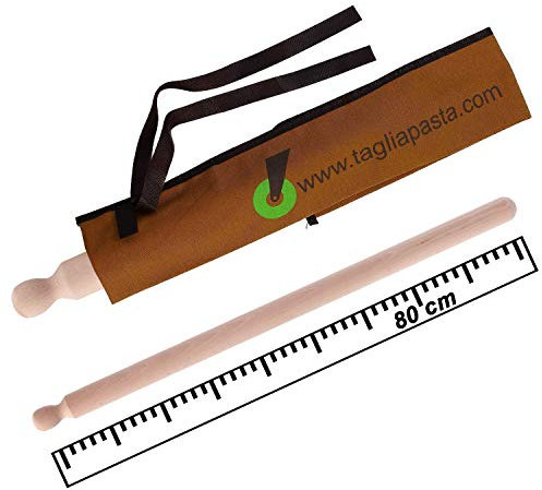 Mattarello in Legno di Faggio con Custodia in Cotone Ecologico | Lunghezza 80 CM e Diametro 4.2 CM | Mattarello Stendi Pasta Fresca | qualità Tagliapasta.Com | Made in Italy