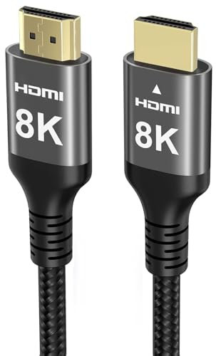 Ubluker 8K HDMI Kabel 15m, Nylon Geflochtenes High Speed HDMI® Kabel 4k 120Hz 2k 165Hz 8k 60Hz 12bit eARC ARC Dolby Atmos HDR10+ HDCP2.3 Kompatibel für PC TV Monitor Laptop Mac PS5 Xbox