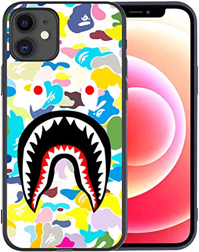 Schutzhülle kompatibel mit iPhone 11 Hülle, Fashion Trend Design Soft TPU Bumper Full Covered Silikon Cover für Damen und Herren (Bape-Shark Yellow)