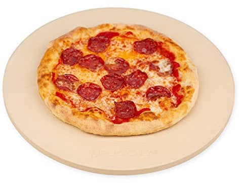 ROCKSHEAT 38.1 x 1.5cm 15 Round Pizza Stone, Cordierite Pizza Stone for Oven Grill BBQ, Food Grade Baking Stone for Pizza and Bread, Outdoor Pizza Accessories for Grilling