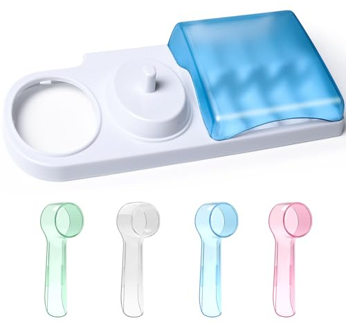 Supporto per Spazzolino Elettrico+4 PZ Copritestine Compatibili con Spazzolini Elettrici oral B