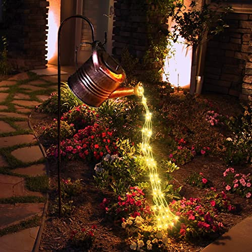 Star Shower - Annaffiatoio con luci a LED, decorazione per giardino, luci al posto dell’acqua, ghirlanda di lampadine per sentiero del cortili, albero, prato, con supporto