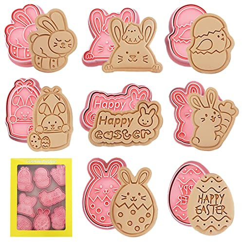 Cortadores de Galletas de Pascua,Moldes Galletas de Pascua, Moldes para Pastel de Pascua,Decoraciones de Pascua se Utilizan para Simular Conejos, Huevos, Zanahorias, Gallinas