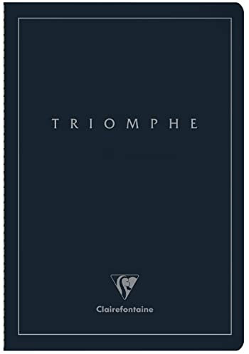 Clairefontaine Triomphe PLATINUM A 37176C Collection - Taccuino cucito blu scuro, formato A4, 21 x 29,7 cm, 96 pagine a righe, carta avorio da 90 g, copertina in cartoncino opaco con marcatura