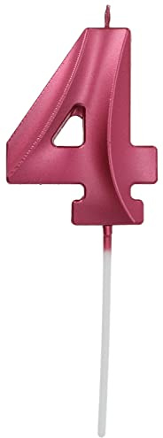 Folat 18884 - Kerze für Kuchen Glamour Vibes Red - ca. 10 cm hoch - Zahl 4